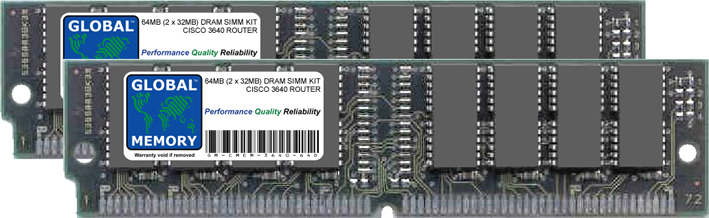 64MB (2 x 32MB) DRAM SIMM MEMORY RAM KIT FOR CISCO 3640 SERIES ROUTER (MEM3640-64D)